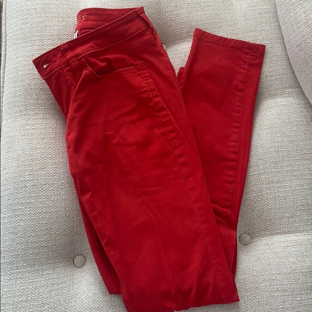 Red Curvy Skinny Loft Jeans Size 0